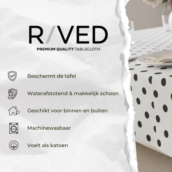 Raved Tafelzeil Zwarte Stippen Print Wit 140 140 - PVC - Afwasbaar - Image 8
