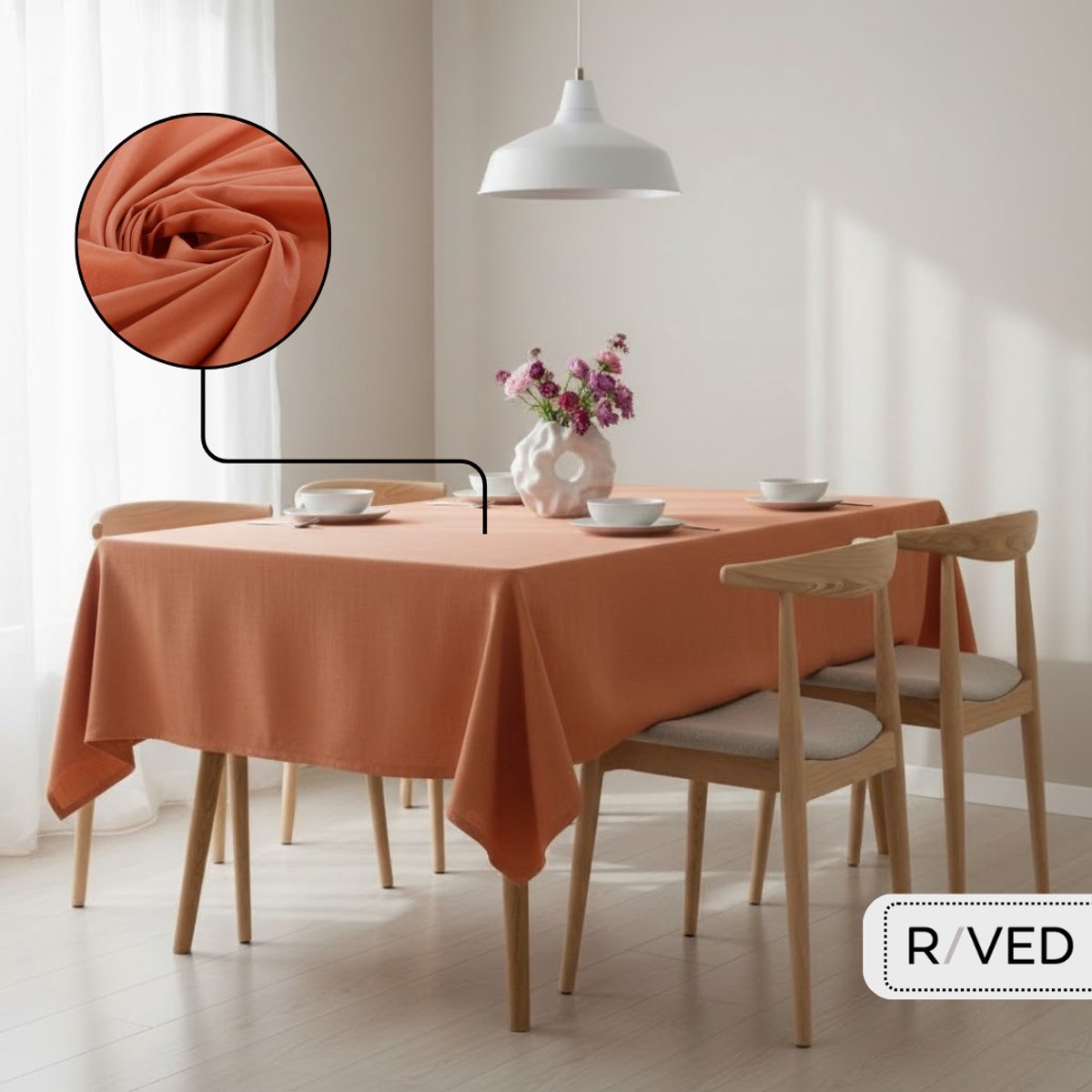 Raved Tafelkleed – 140 cm x 260 cm – Roest Bruin Polyester – Kreukvrij