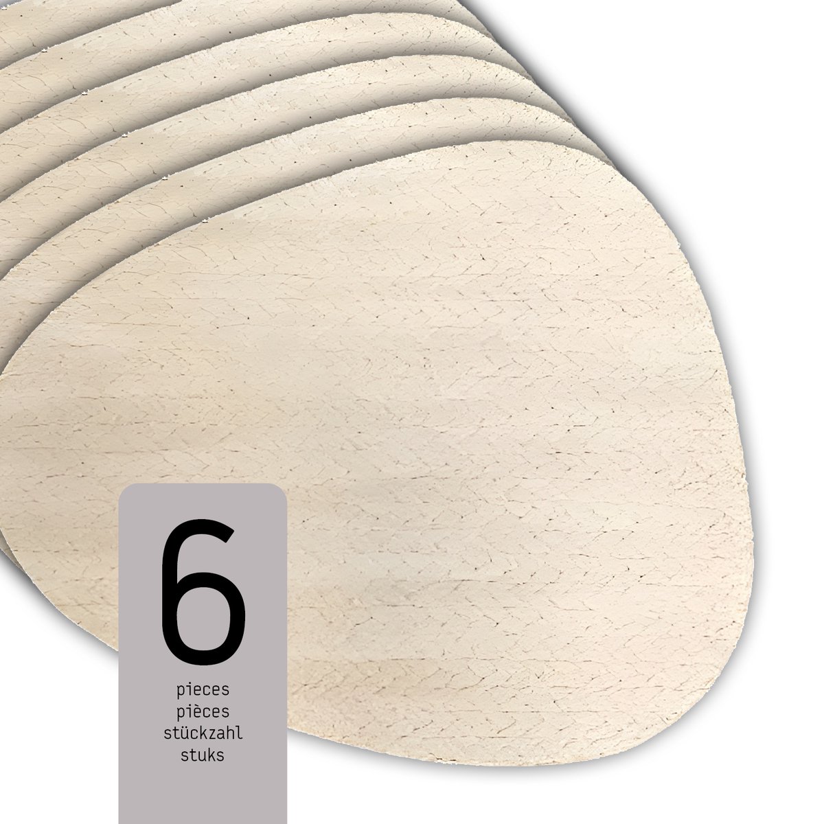 Raved Placemats - Set van 6 Stuks - Alice Dove - Leatherlook - Kunststof - Ovaal - Eettafel - Onderlegger - Waterafstotend