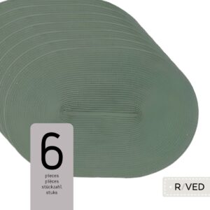 Raved Placemats - Set van 6 Stuks - Selma Groen - Ovaal - Kunststof - Eettafel - Onderlegger - Waterafstotend