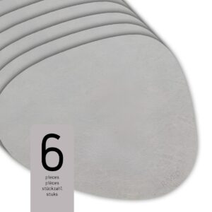 Raved Placemats Alma - Set van 4 Stuks - Grijs - Leatherlook - Kunststof - Ovaal - Eettafel - Onderlegger - Waterafstotend