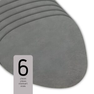 Raved Placemats Alma - Set van 4 Stuks - Antraciet - Leatherlook - Kunststof - Ovaal - Eettafel - Onderlegger - Waterafstotend