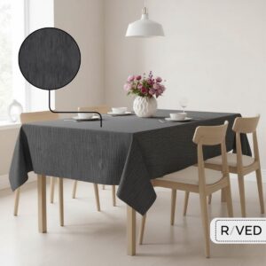 Raved Tafelzeil Linnenlook Grijs 140 140 - PVC - Afwasbaar