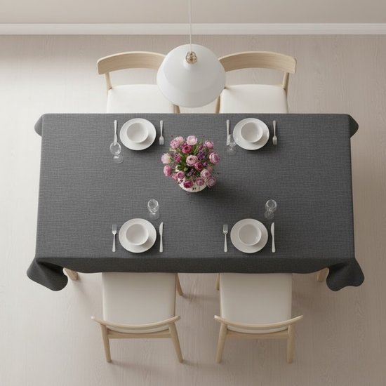 Raved Tafelzeil Linnenlook Grijs 140 140 - PVC - Afwasbaar - Image 2