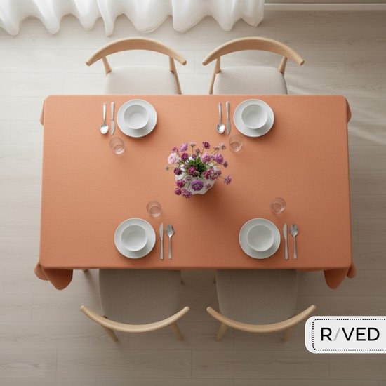 Raved Tafelkleed – 140 cm x 260 cm – Roest Bruin Polyester – Kreukvrij - Image 2
