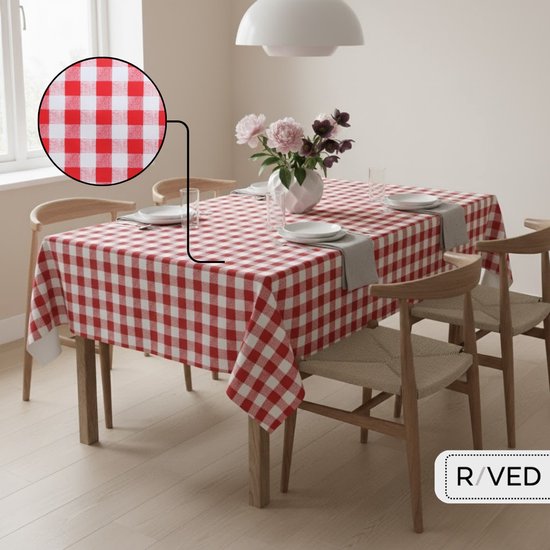 Raved Tafelzeil Boerenbont ruit Rood 140 140 - PVC - Afwasbaar - Image 11