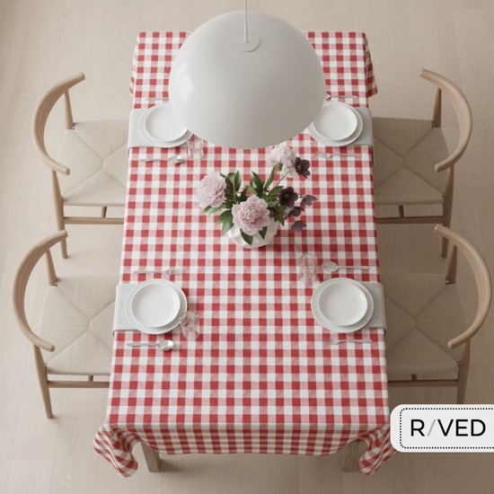 Raved Tafelzeil Boerenbont ruit Rood 140 140 - PVC - Afwasbaar - Image 2